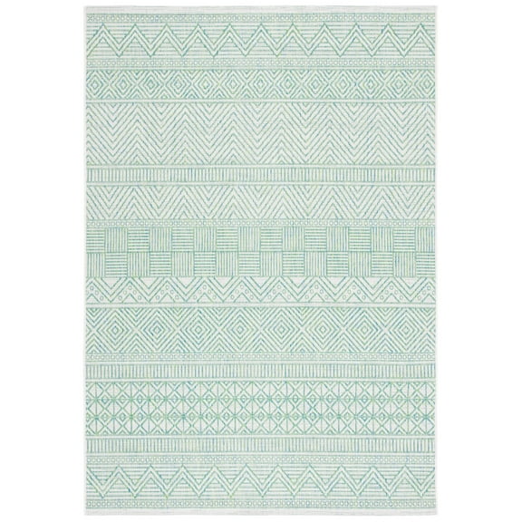 SAFAVIEH Courtyard Altan Geometric Indoor/Outdoor Area Rug, Beige/Green, 2' x 3'7"