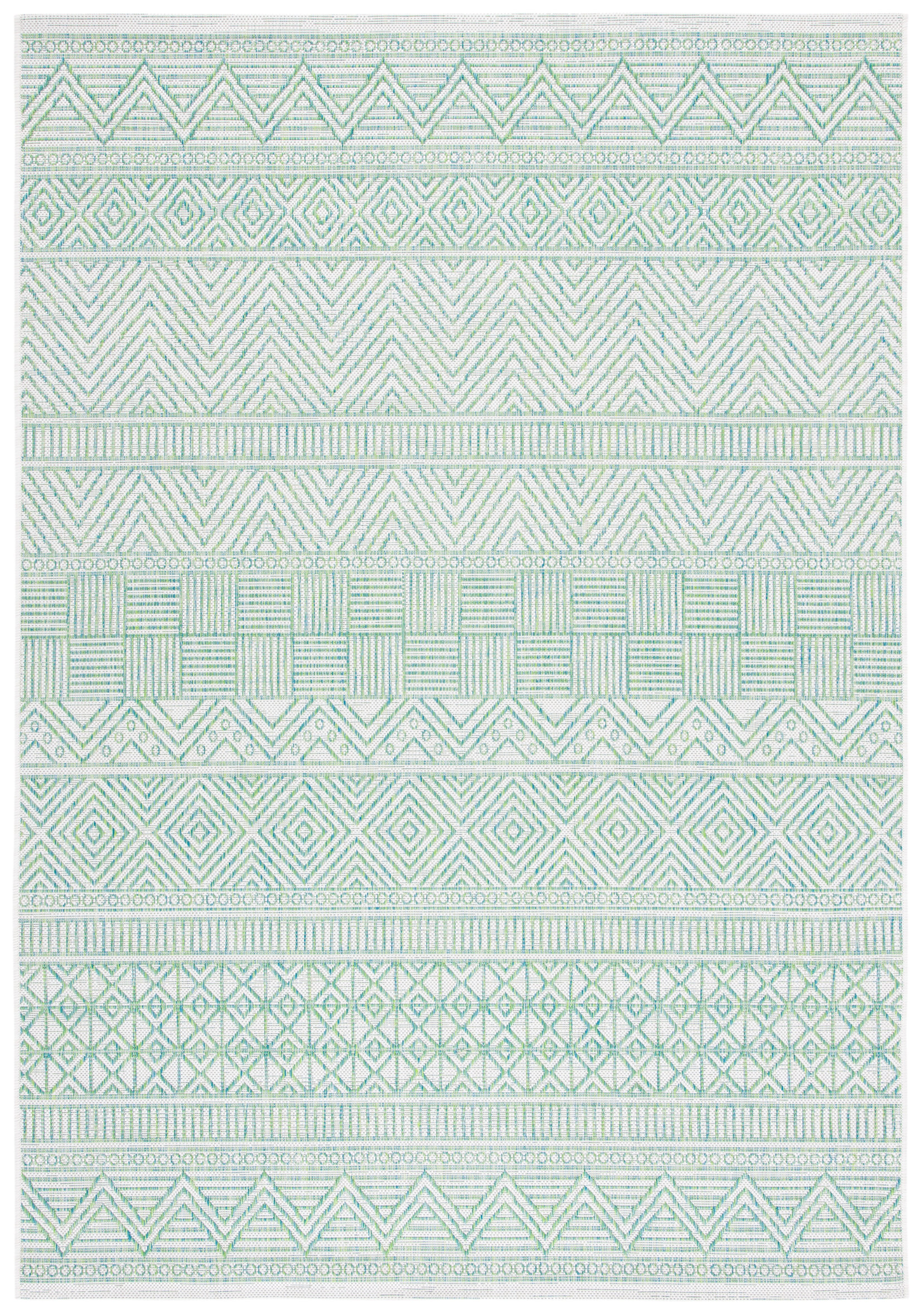 Beige/Green Non-Slip Rectangular Synthetic Easy Care Area Rug