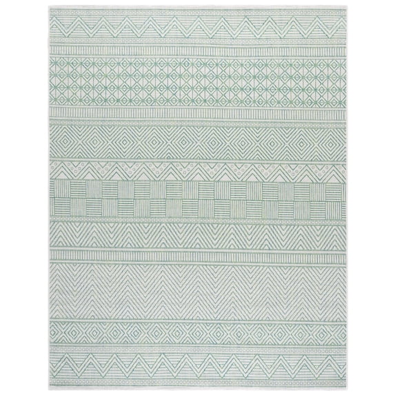 SAFAVIEH Courtyard Altan Geometric Indoor/Outdoor Area Rug, Beige/Green, 9' x 12'