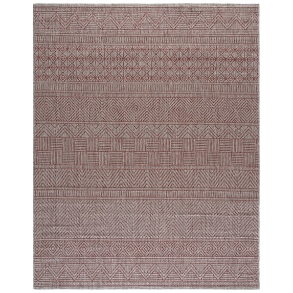 SAFAVIEH Courtyard Altan Geometric Indoor/Outdoor Area Rug, Beige/Rust, 9' x 12'