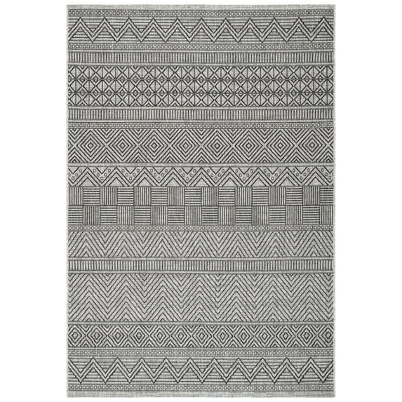 SAFAVIEH Courtyard Altan Geometric Indoor/Outdoor Area Rug, Black/Grey, 2'7" x 5'