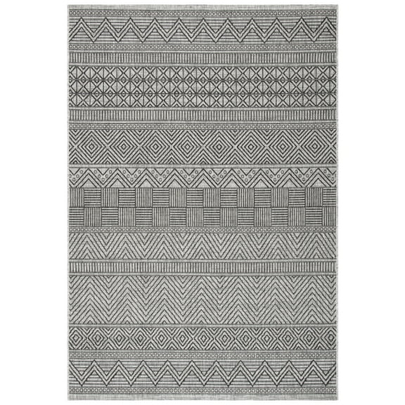 SAFAVIEH Courtyard Altan Geometric Indoor/Outdoor Area Rug, Black/Grey, 2'7" x 5'
