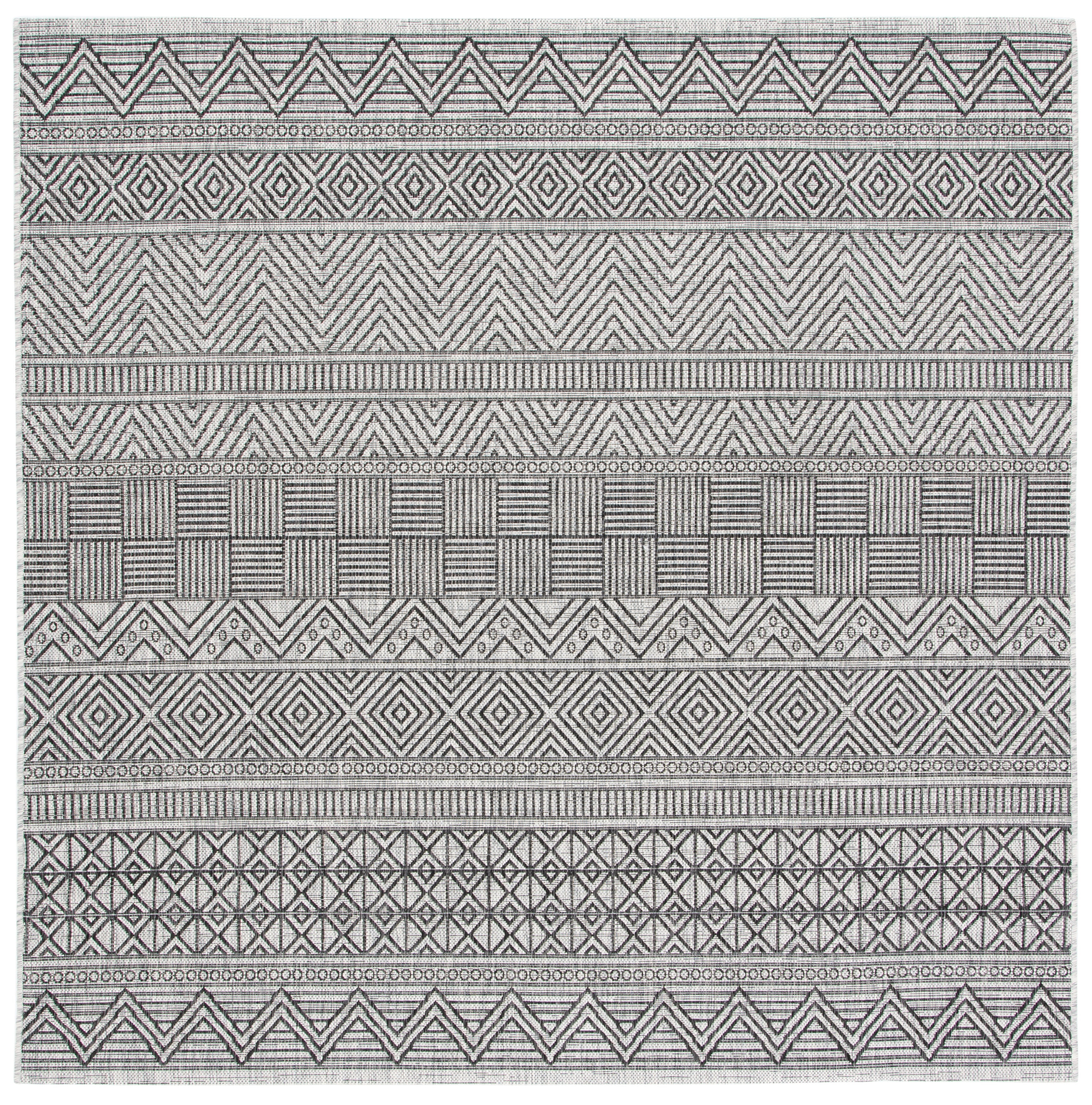 Courtyard Gray 47" Square Non-Slip Synthetic Outdoor Rug