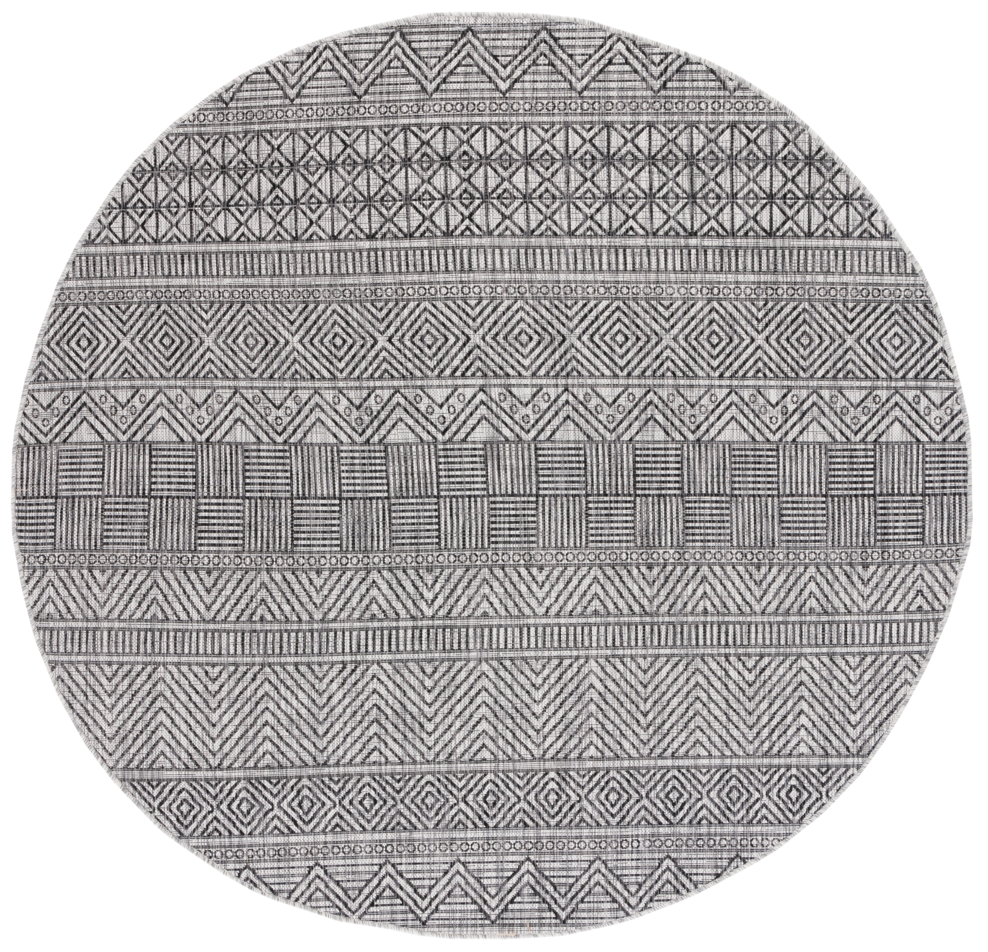 SAFAVIEH Courtyard Altan Geometric Indoor/Outdoor Area Rug, Black/Grey ...