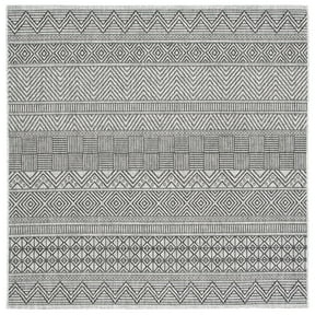 SAFAVIEH Courtyard Altan Geometric Indoor/Outdoor Area Rug, Black/Grey, 7'10" x 7'10" Square