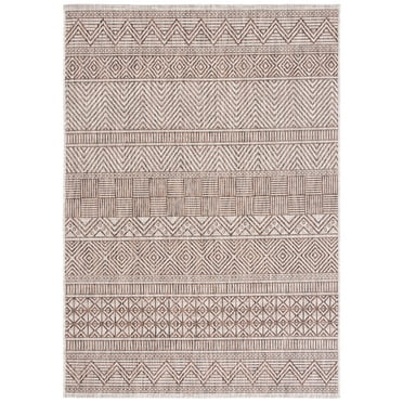 SAFAVIEH Courtyard Altan Geometric Indoor/Outdoor Area Rug, Grey/Brown, 5'3" x 7'7"