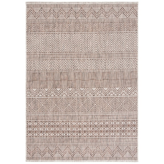 SAFAVIEH Courtyard Altan Geometric Indoor/Outdoor Area Rug, Grey/Brown, 8' x 10'