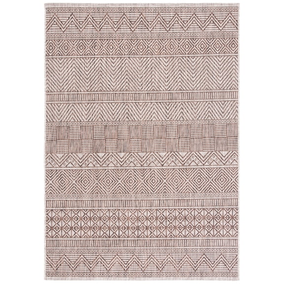SAFAVIEH Courtyard Altan Geometric Indoor/Outdoor Area Rug, Grey/Brown, 8' x 10'