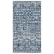 SAFAVIEH Courtyard Altan Geometric Indoor/Outdoor Area Rug, Grey/Navy, 2' x 3'7"