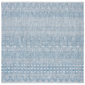 SAFAVIEH Courtyard Altan Geometric Indoor/Outdoor Area Rug, Grey/Navy, 6'7" x 6'7" Square