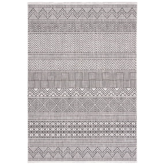 SAFAVIEH Courtyard Altan Geometric Indoor/Outdoor Area Rug, Ivory/Black, 8' x 10'