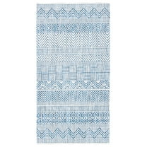 SAFAVIEH Courtyard Altan Geometric Indoor/Outdoor Area Rug, Ivory/Navy, 2'7" x 5'