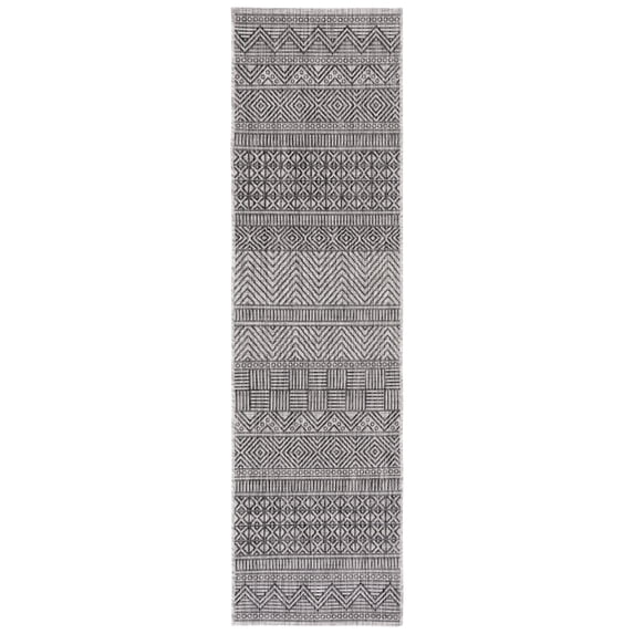 SAFAVIEH Courtyard Altan Geometric Indoor/Outdoor Runner Rug, Black ...