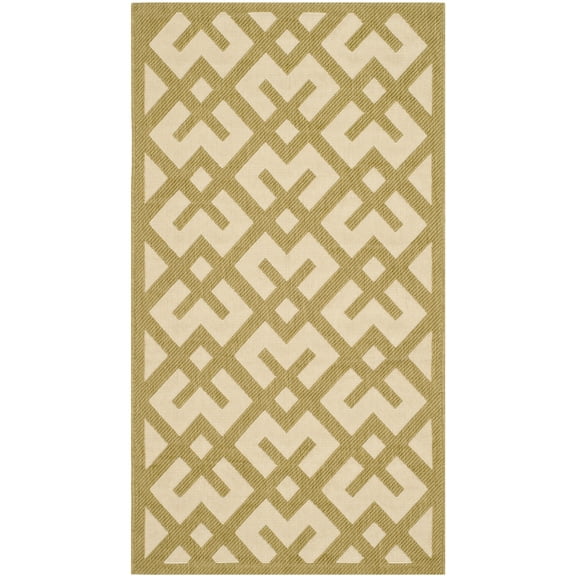 SAFAVIEH Courtyard Alvin Geometric Indoor/Outdoor Area Rug, 2'7" x 5', Beige/Green