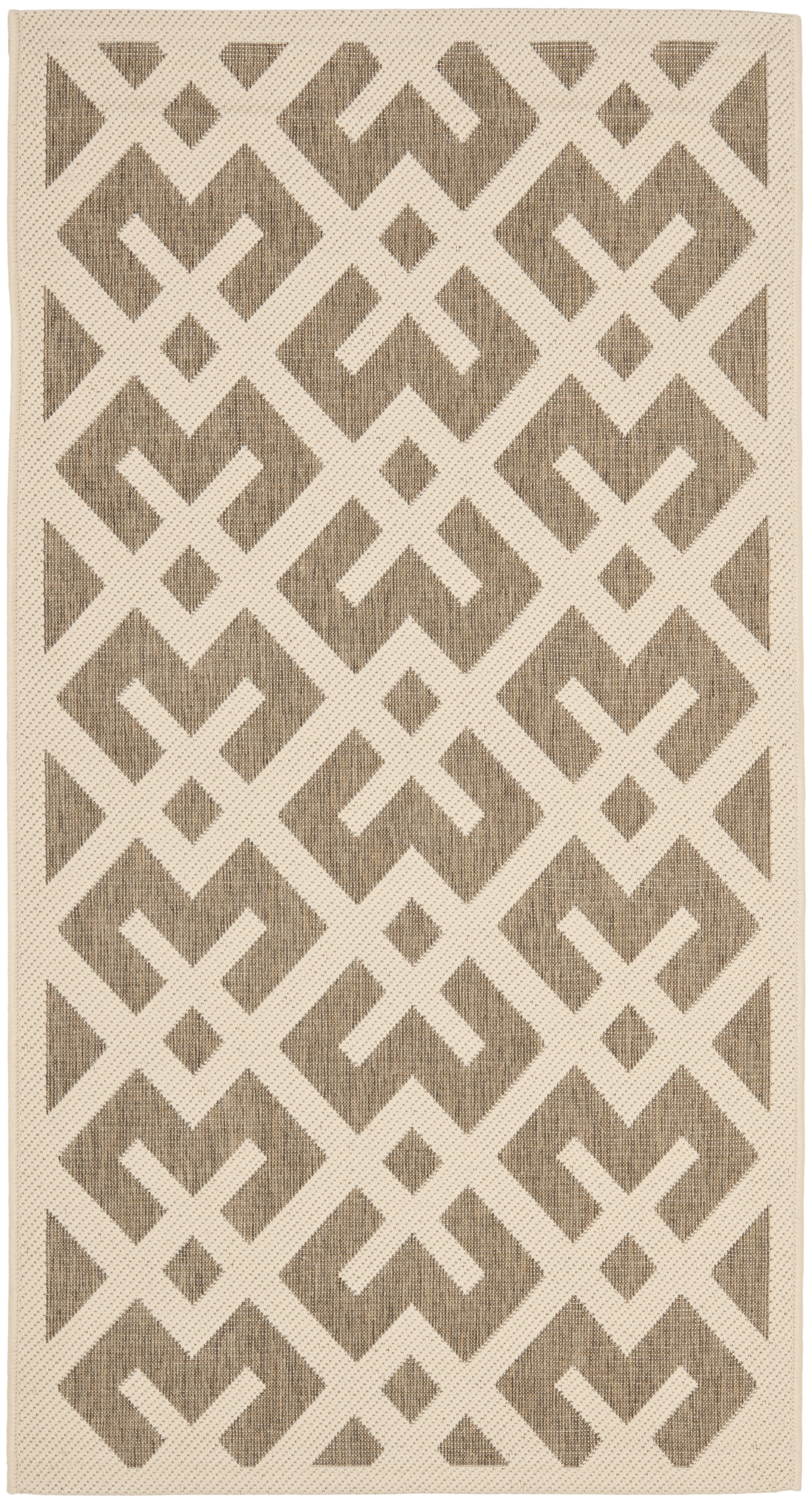 Brown Rectangular Synthetic Easy Care Indoor/Outdoor Rug