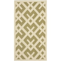 SAFAVIEH Courtyard Alvin Geometric Indoor/Outdoor Area Rug, 2'7" x 5', Green/Bone