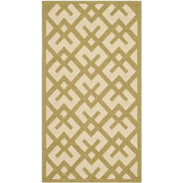 SAFAVIEH Courtyard Alvin Geometric Indoor/Outdoor Area Rug, 2' x 3'7", Beige/Green