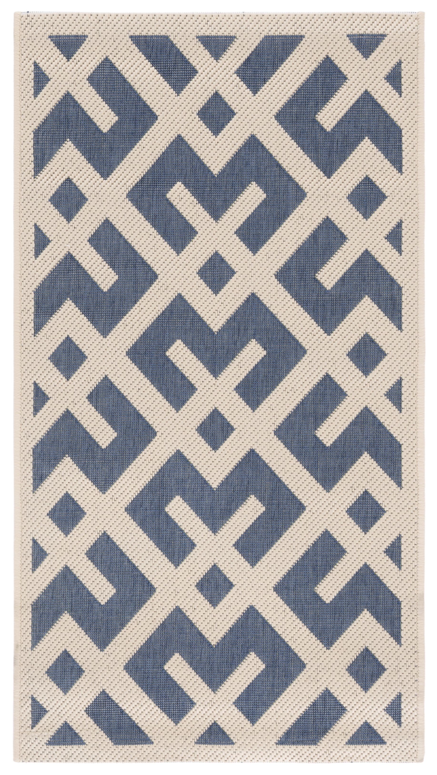 Safavieh Courtyard Alvin Geometric Indoor/Outdoor Area Rug, Blue/Bone, 2' x 3'7"