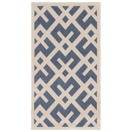 Safavieh Courtyard Alvin Geometric Indoor/Outdoor Area Rug, Blue/Bone, 2' x 3'7"