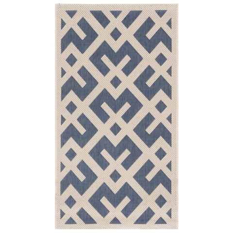 Safavieh Courtyard Alvin Geometric Indoor/Outdoor Area Rug, Blue/Bone, 2' x 3'7"