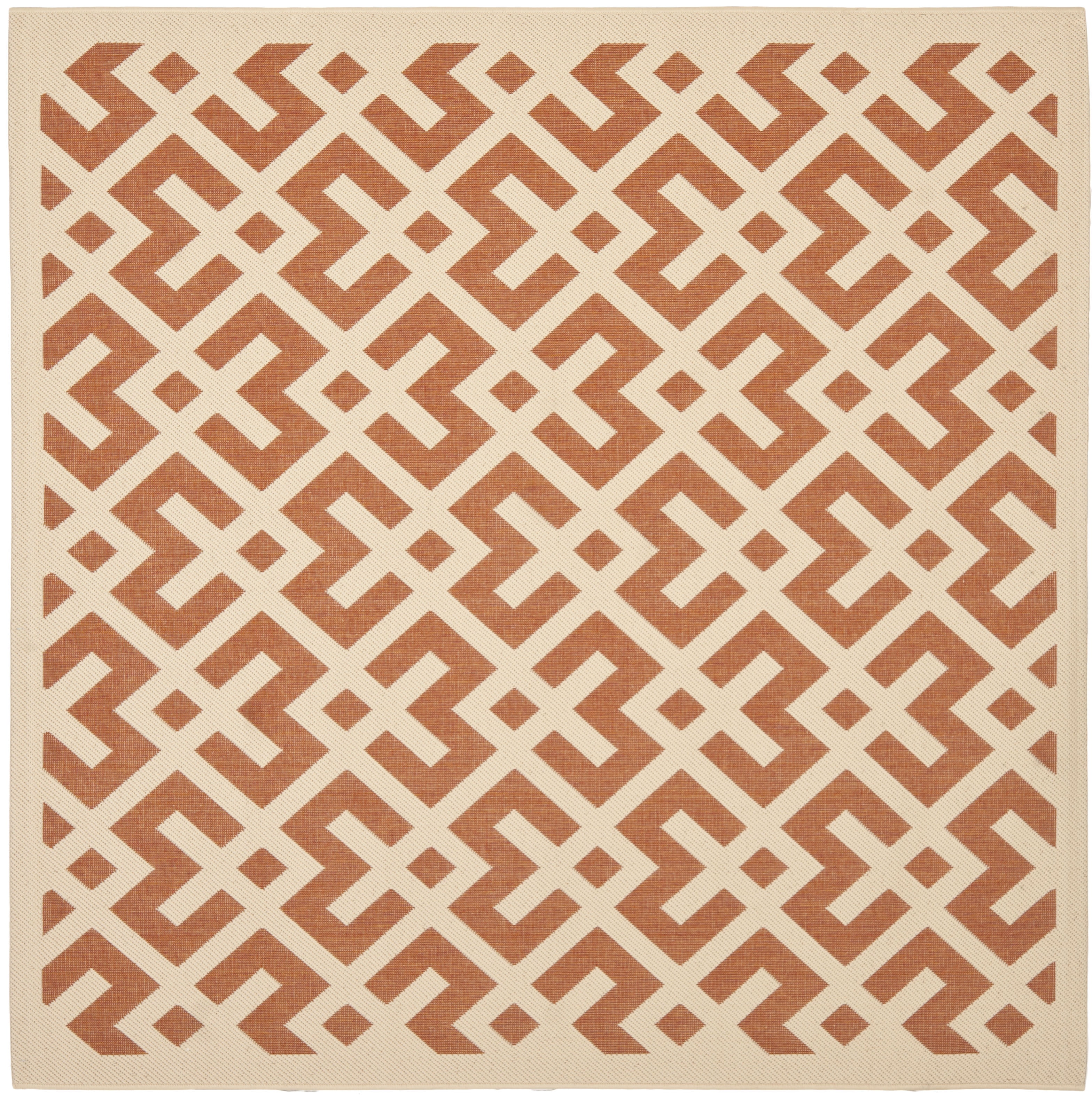 Terracotta and Bone Geometric Square Indoor/Outdoor Rug