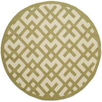 SAFAVIEH Courtyard Alvin Geometric Indoor/Outdoor Area Rug, 5'3" x 5'3" Round, Beige/Green