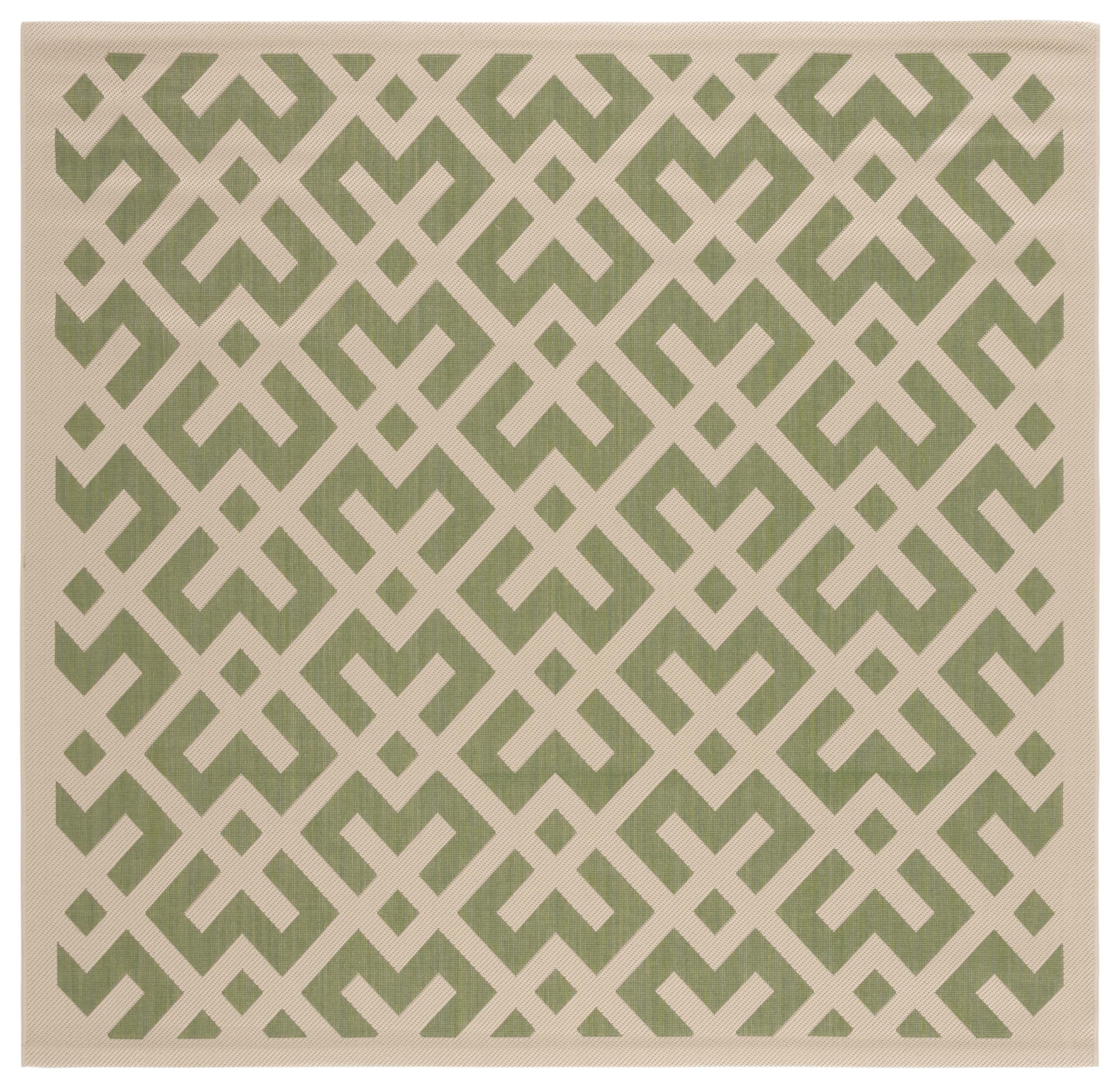 Safavieh Courtyard Alvin Geometric Indoor/Outdoor Area Rug, Green/Bone, 5'3" x 5'3" Square