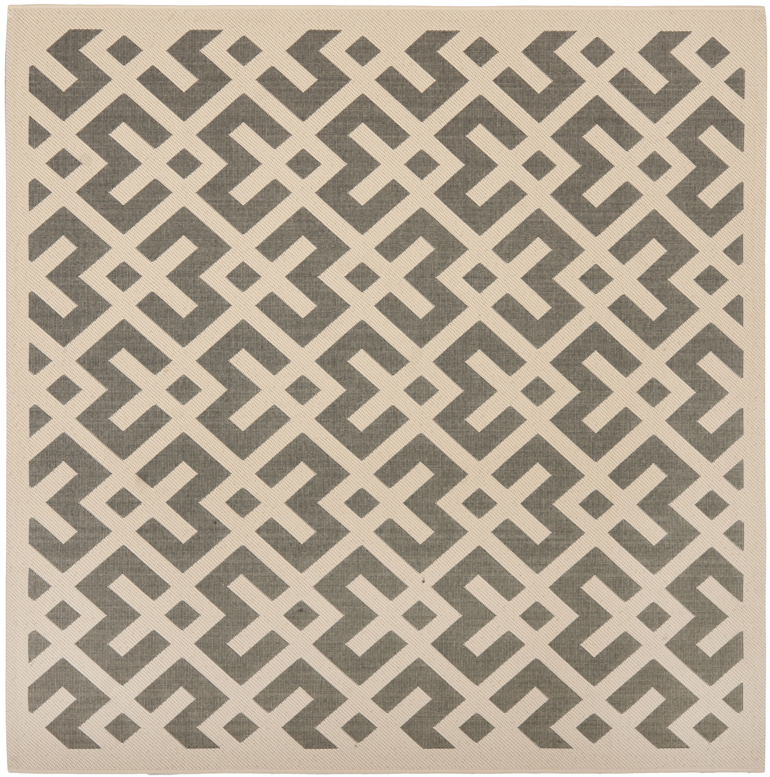Metro-Modern Grey & Bone Square Synthetic Indoor/Outdoor Rug 5'3"