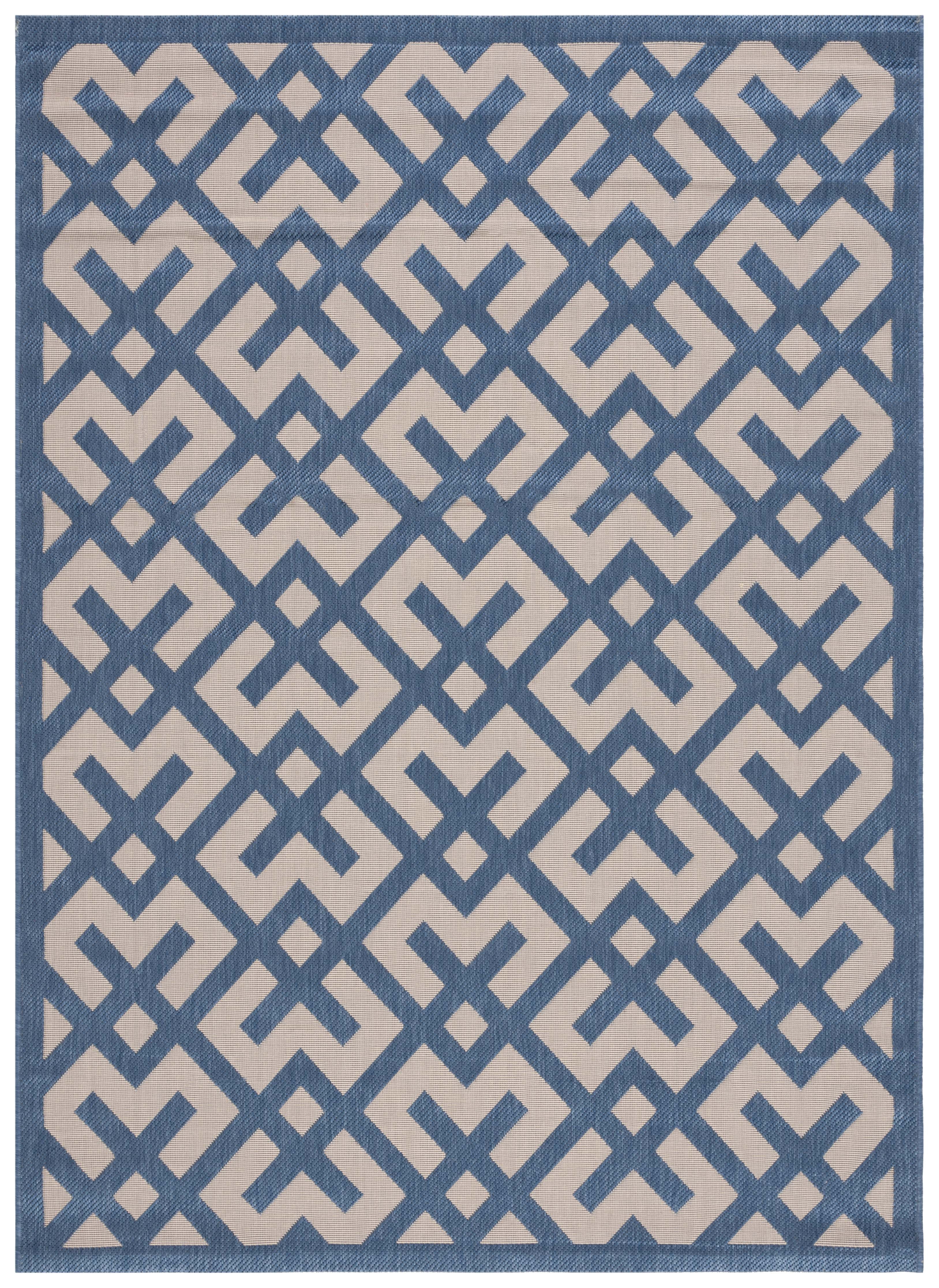 Safavieh Courtyard Alvin Geometric Indoor/Outdoor Area Rug, Beige/Blue, 5'3" x 7'7"