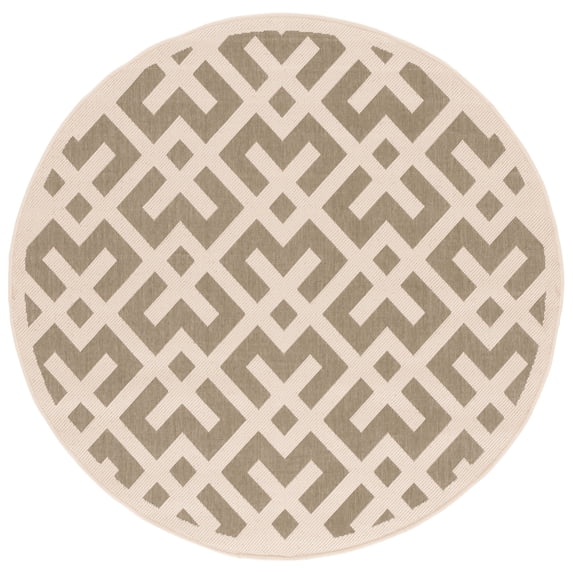 Safavieh Courtyard Alvin Geometric Indoor/Outdoor Area Rug, Green/Bone, 6'7" x 6'7" Round