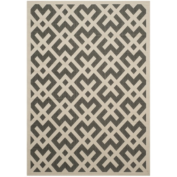 Safavieh Courtyard Alvin Geometric Indoor/Outdoor Area Rug, Black/Beige, 6'7" x 9'6"