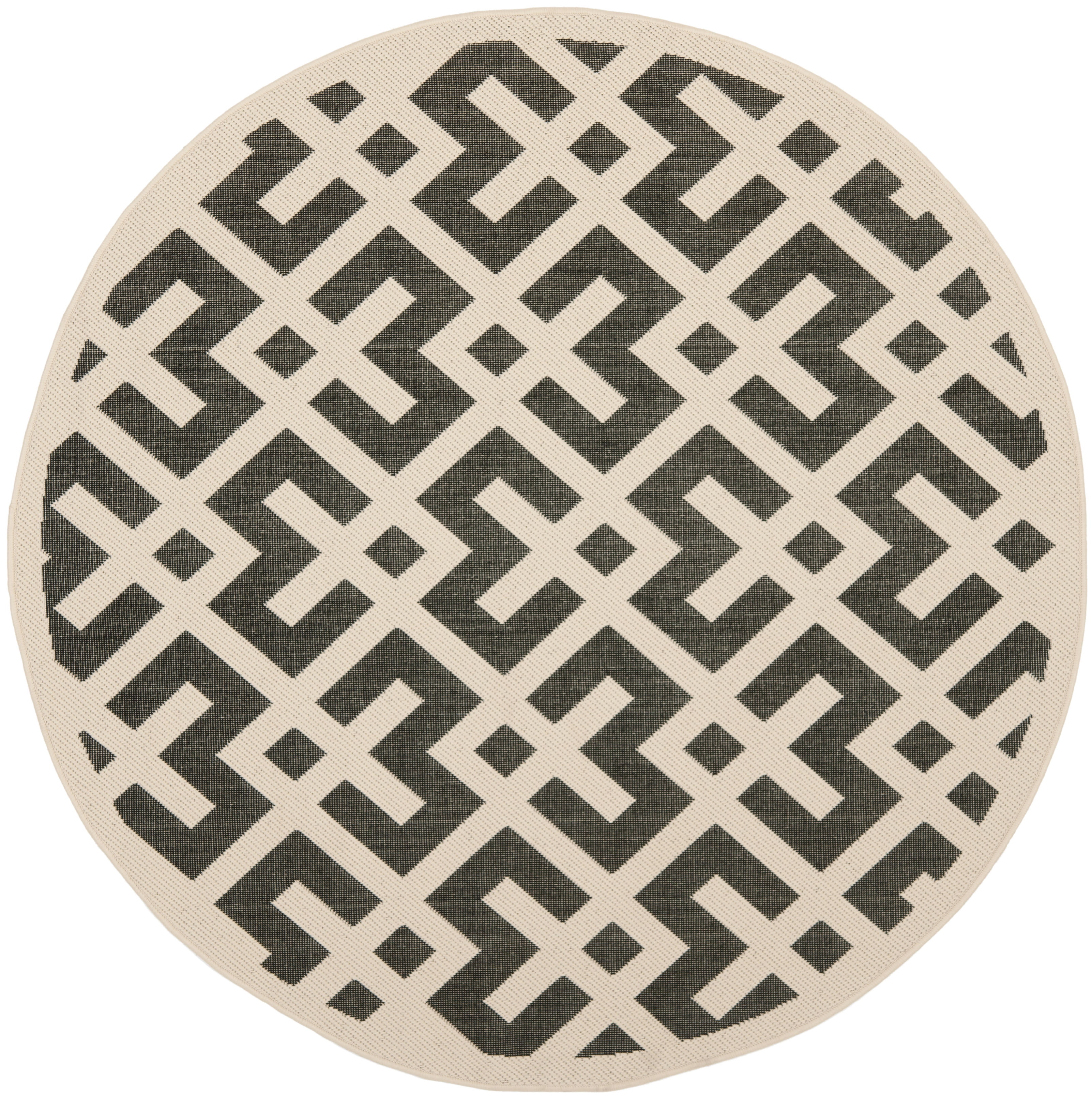 Safavieh Courtyard Alvin Geometric Indoor/Outdoor Area Rug, Black/Beige, 7'10" x 7'10" Round