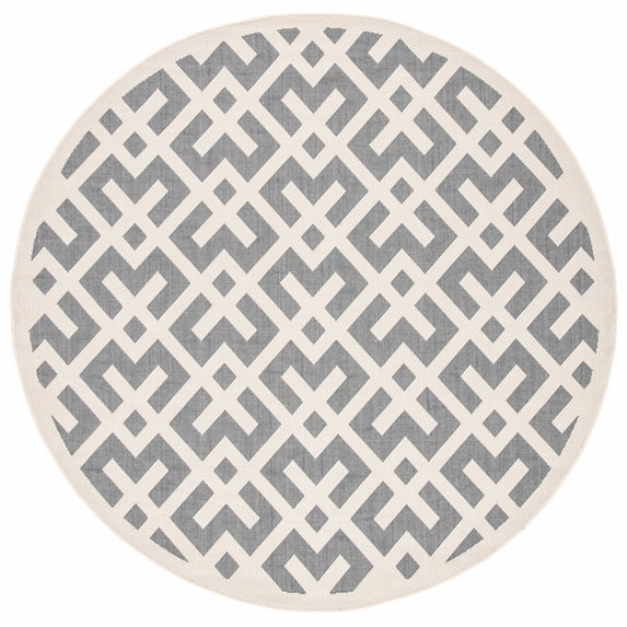 Safavieh Courtyard Alvin Geometric Indoor/Outdoor Area Rug, Gray/Bone, 7'10" x 7'10" Round
