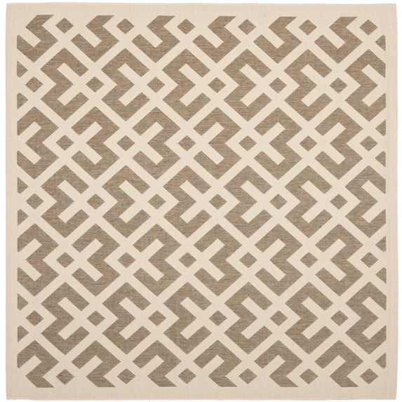 Safavieh Courtyard Alvin Geometric Indoor/Outdoor Area Rug, Brown/Bone, 7'10" x 7'10" Square