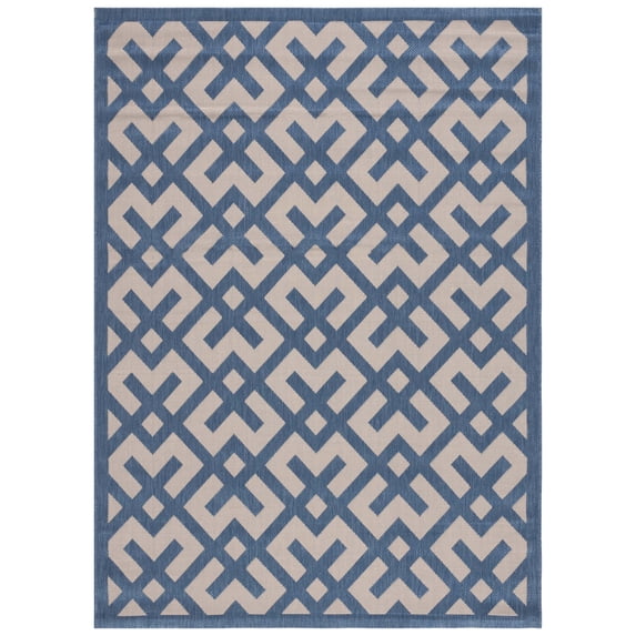 Safavieh Courtyard Alvin Geometric Indoor/Outdoor Area Rug, Beige/Blue, 8' x 11'