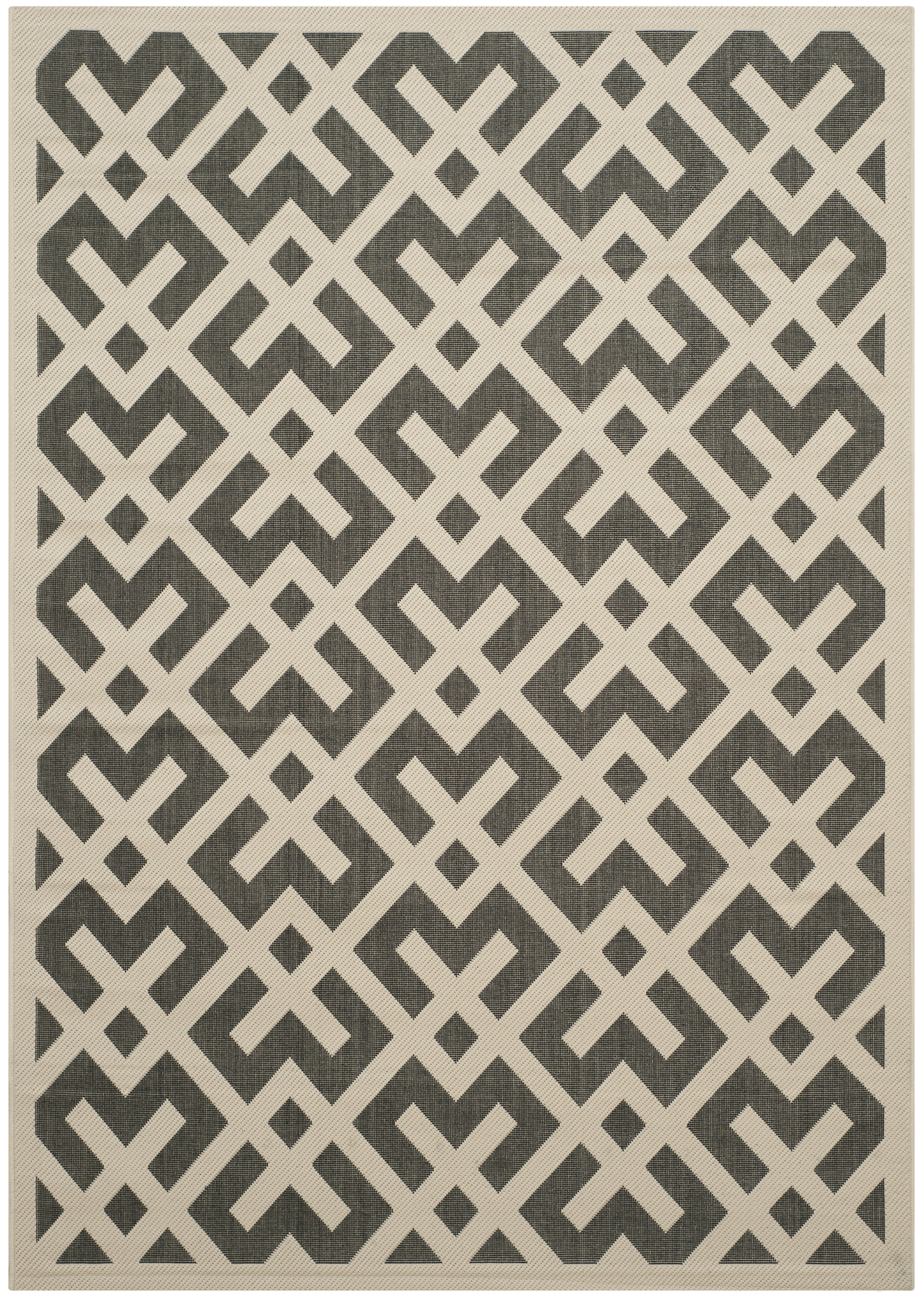 Safavieh Courtyard Alvin Geometric Indoor/Outdoor Area Rug, Black/Beige, 5'3" x 7'7"