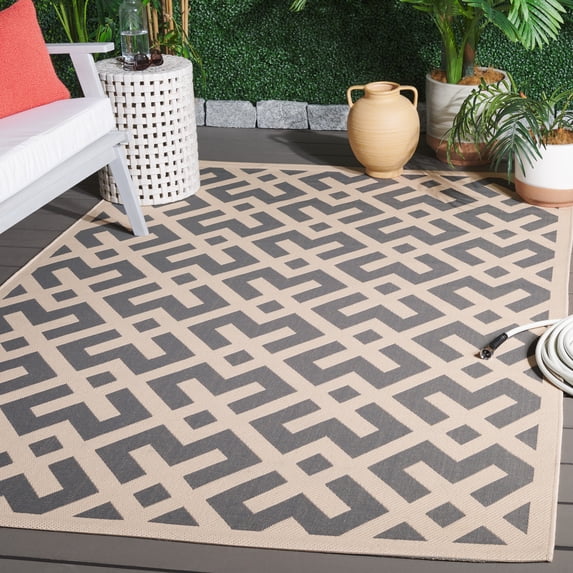 Safavieh Courtyard Alvin Geometric Indoor/Outdoor Area Rug, Gray/Bone, 2' x 3'7"