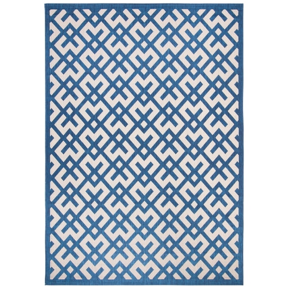Safavieh Courtyard Alvin Geometric Indoor/Outdoor Area Rug, Navy/Beige, 9' x 12'