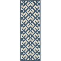 SAFAVIEH Courtyard Alvin Geometric Indoor/Outdoor Runner Rug, 2'3" x 10', Navy/Beige