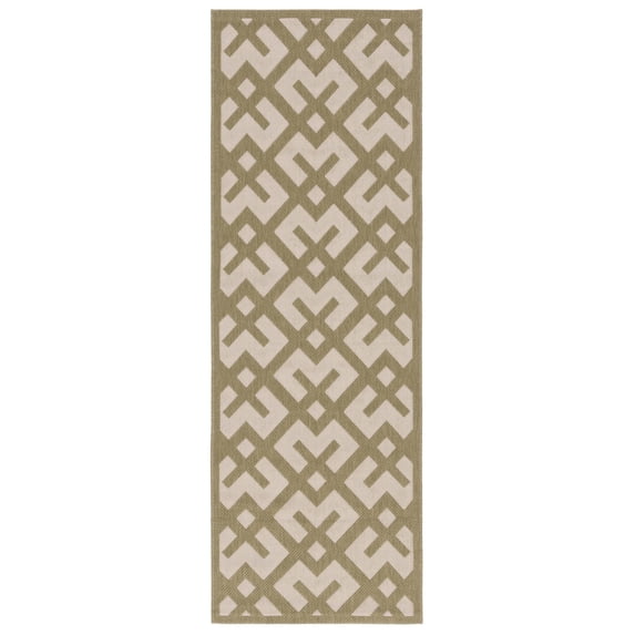 Safavieh Courtyard Alvin Geometric Indoor/Outdoor Runner Rug, Beige/Green, 2'3" x 6'7"
