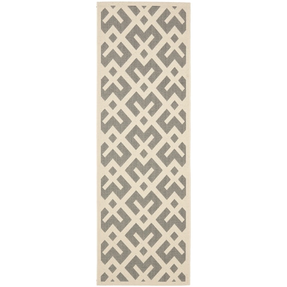 Safavieh Courtyard Alvin Geometric Indoor/Outdoor Runner Rug, Gray/Bone, 2'3" x 6'7"