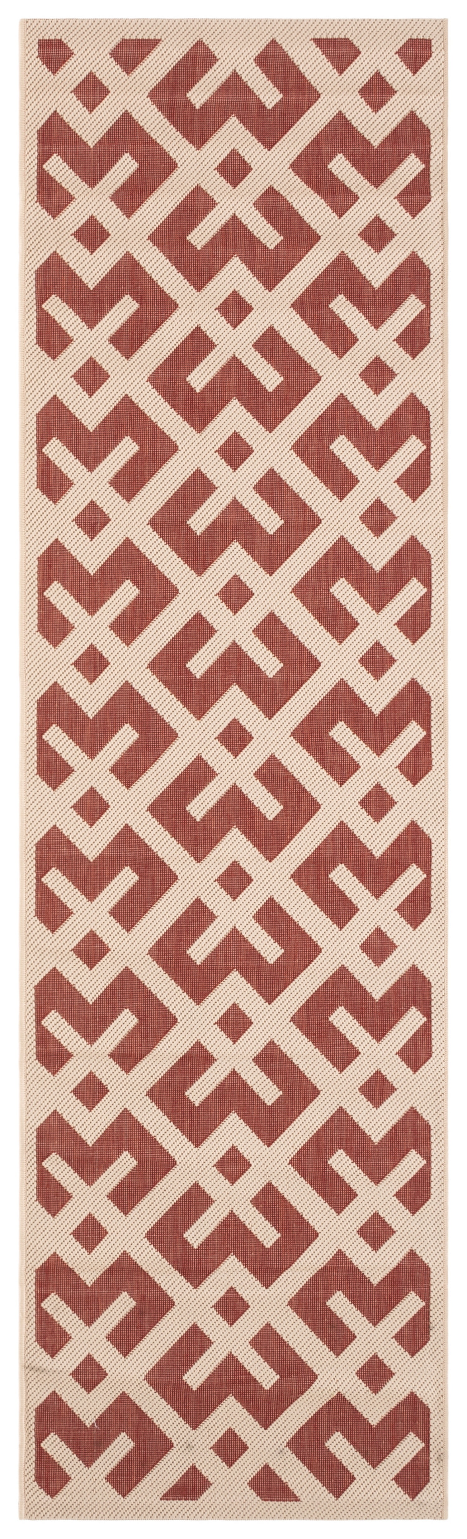 Safavieh Courtyard Alvin Geometric Indoor/Outdoor Runner Rug, Red/Bone, 2'3" x 8'