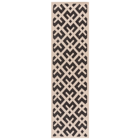 Safavieh Courtyard Alvin Geometric Indoor/Outdoor Runner Rug, Black/Beige, 2'3" x 10'