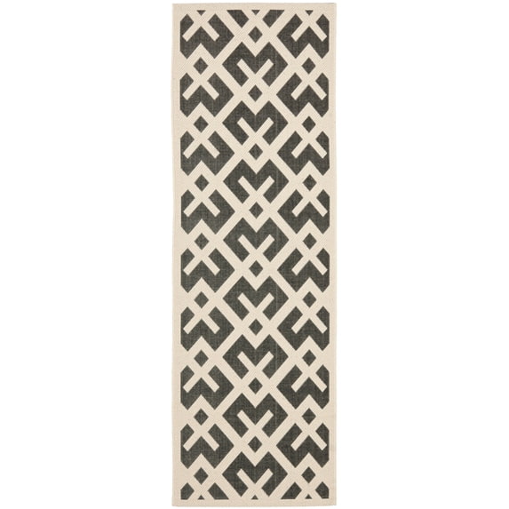 Safavieh Courtyard Alvin Geometric Indoor/Outdoor Runner Rug, Black/Beige, 2'3" x 6'7"