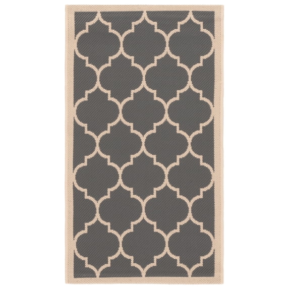 Safavieh Courtyard Alyssa Geometric Indoor/Outdoor Area Rug, Anthracite/Beige, 2' x 3'7"