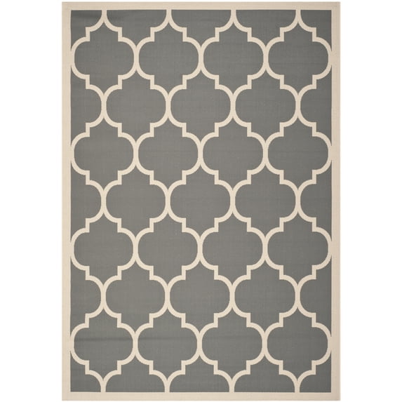 Safavieh Courtyard Alyssa Geometric Indoor/Outdoor Area Rug, Anthracite/Beige, 6'7" x 9'6"