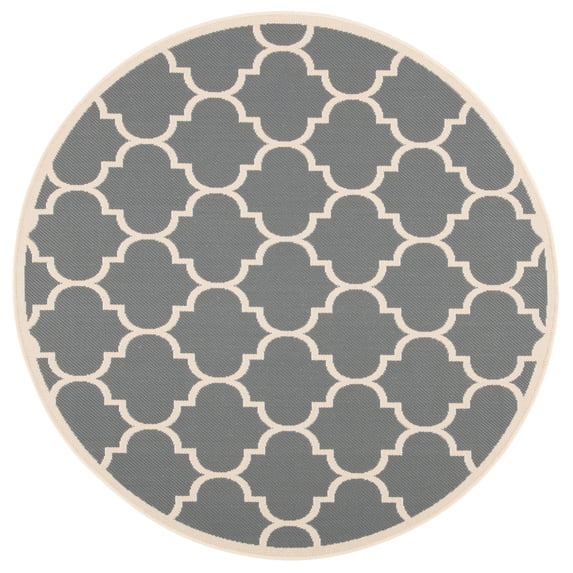 Safavieh Courtyard Alyssa Geometric Indoor/Outdoor Area Rug, Anthracite/Beige, 7'10" x 7'10" Round