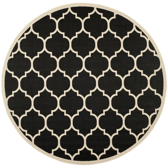 Safavieh Courtyard Alyssa Geometric Indoor/Outdoor Area Rug, Black/Beige, 6'7" x 6'7" Round