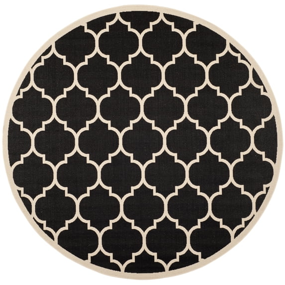 Safavieh Courtyard Alyssa Geometric Indoor/Outdoor Area Rug, Black/Beige, 7'10" x 7'10" Round