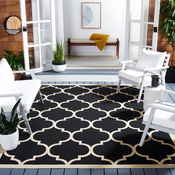 Safavieh Courtyard Alyssa Geometric Indoor/Outdoor Area Rug, Black/Beige, 8' x 10'